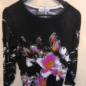 CASA DONNA Floral Design 3/4 Sleeve Sweater Size XL NWT